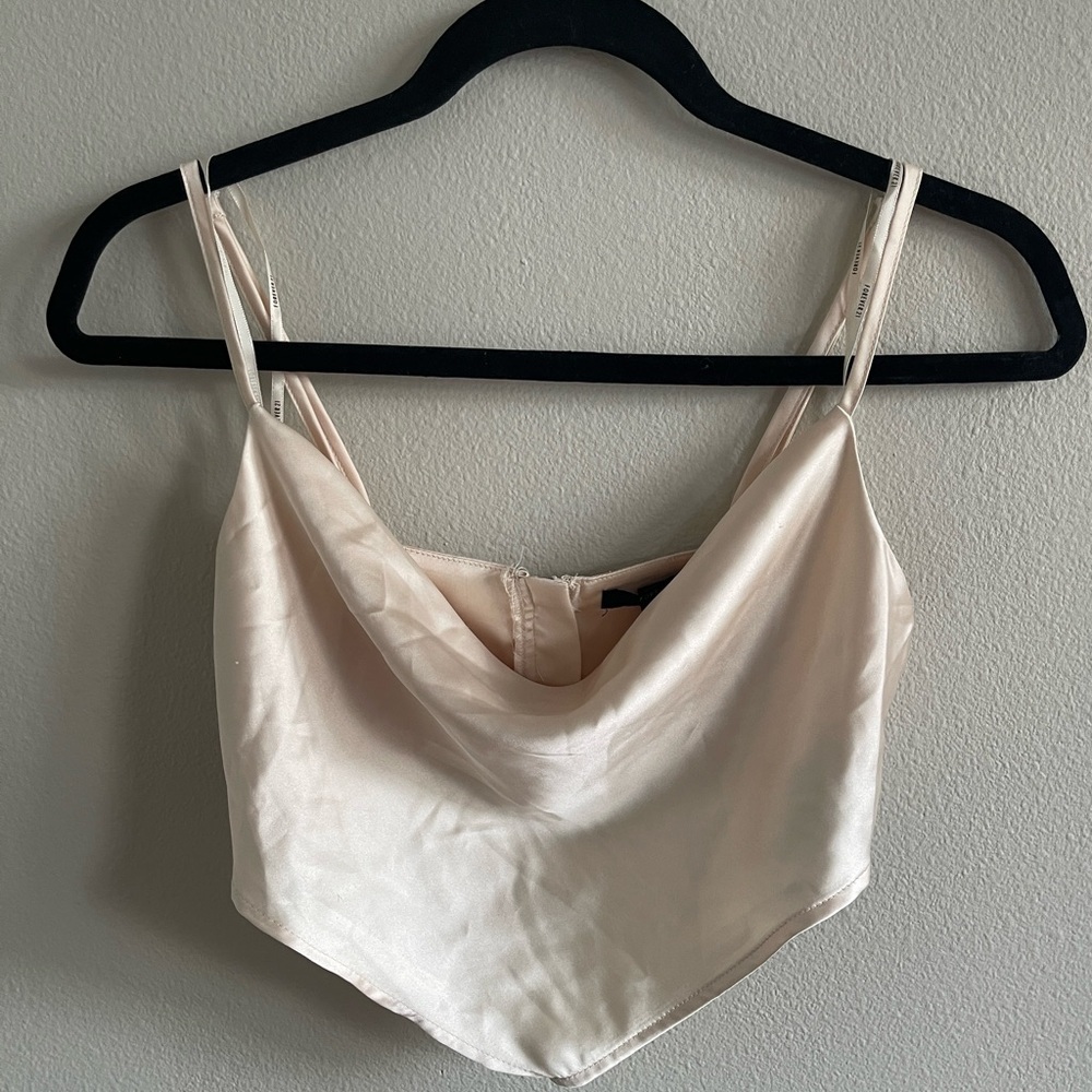 Silky Cream Cowl Neck Tank Top Size S - Picture 2 of 5